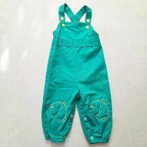 Vintage Fish Embroidered Green Overalls 12 months